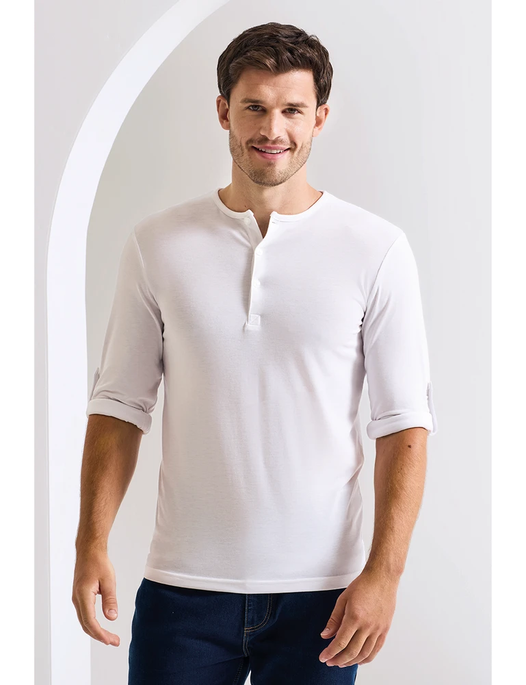 PR218 · Men's Long John Roll Sleeve Tee