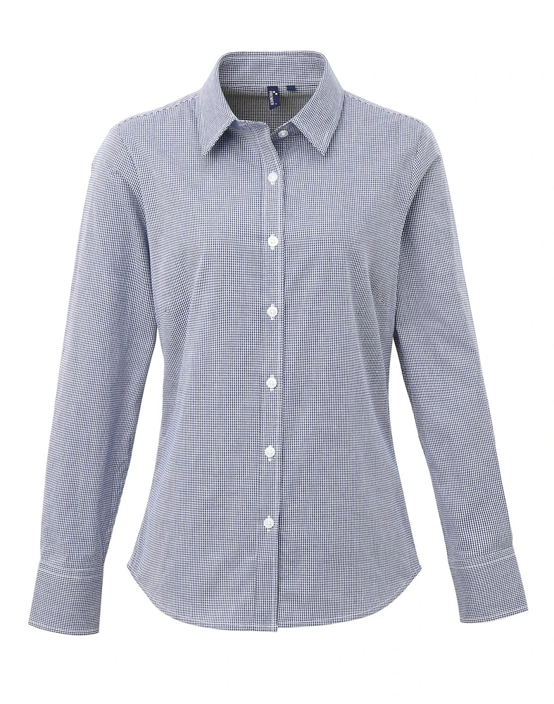 PR320 · Ladies' Microcheck (Gingham) Long Sleeve Shirt Cotton