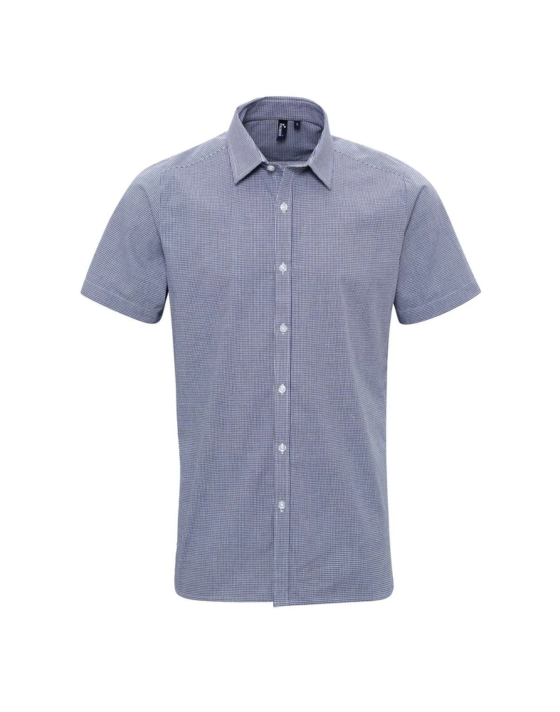 PR221 · Mens Microcheck (Gingham) Short Sleeve Shirt Cotton