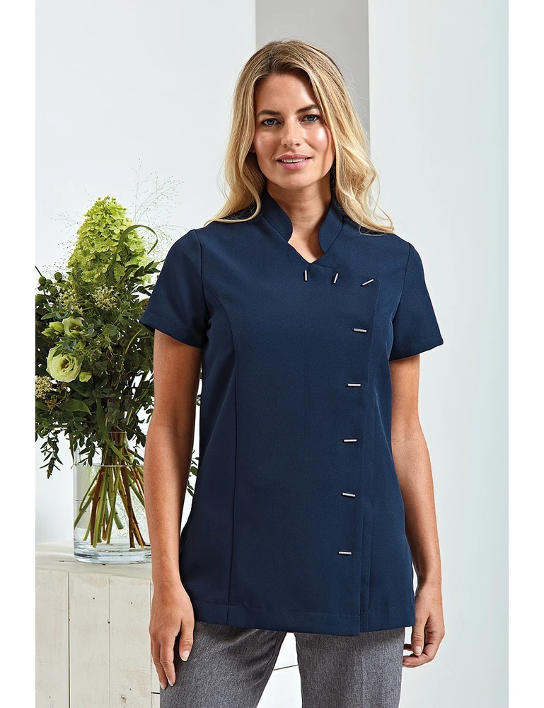 PR682 · "Orchid" Beatuty & Spa Tunic Asymmetric, 8 Button Front Fastening