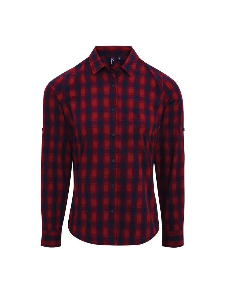 PR350 · "Mulligan" Check Ladies Cotton Long Sleeve Shirt